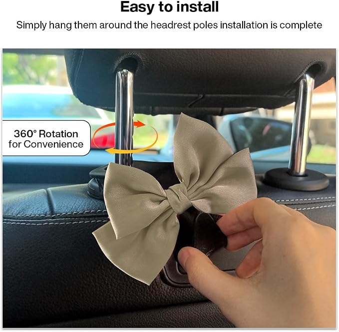 2 Pack Car Seat Headrest Hook, Auto Seat Hook Hangers Storage Organizer Interior Accessories for Handbag Clothes Coats Grocery Bags (Grass green)