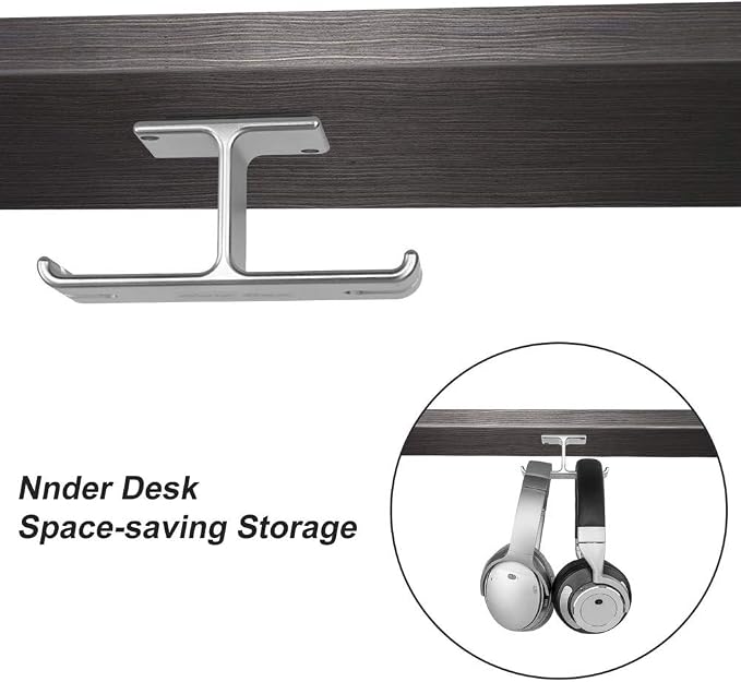 Aluminum Headphone Hanger, Link Dream Gaming Headset Headphone Hook Holder Hanger Mount Under Desk with Cable Organizer for All Headphones (Black)