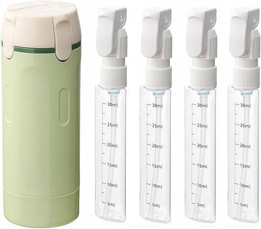 4 in 1 Travel Dispenser, 4 Pack 30ML Travel Bottles with Stickers for Toiletries, Leak Proof Travel Size Containers, Portable for Shampoo Lotion Conditioner Cream Green