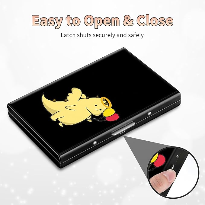 Slim Credit Card Holder, Dinosaur RFID Blocking Metal Wallet for Men & Women, Aluminum Minimalist Hard Case Pocket-Sized Business Cards Organizer (Fits Up to 10 Cards)