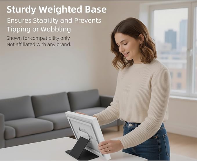 Compatible with Skylight Calendar Max 27'' Digital Display ??Desktop Stand Accessory with Fixed Angle Base, Simple Desk Mount Holder, Built-In Mount Plate, No-Tool Setup for Desk or Countertop