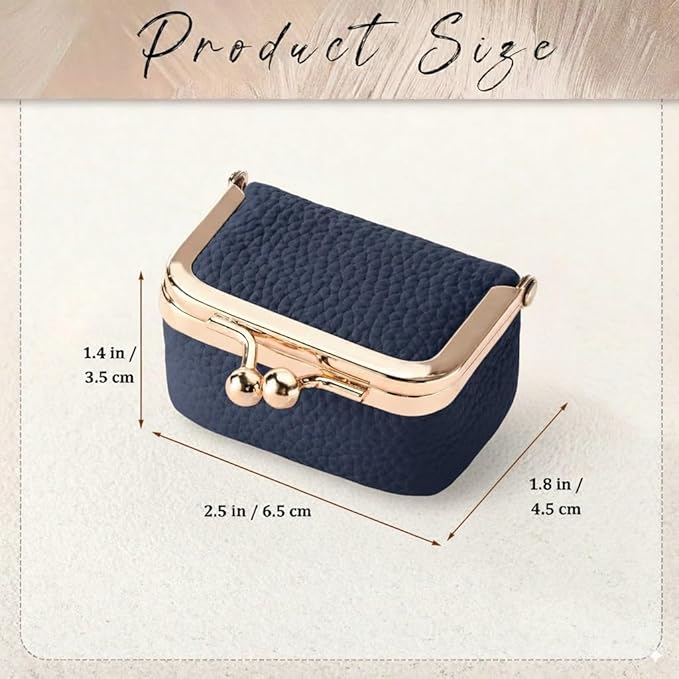Zivyes Mini Jewelry Box Travel Small Coin Purse Organizer Case Genuine Leather Tiny Size (Blue)