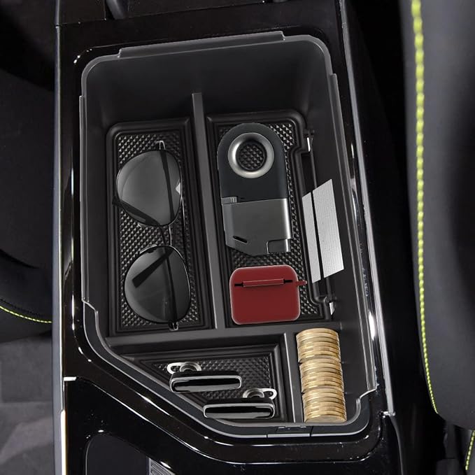 MARCHFA Center Console Organizer Tray Compatible for 2022 2023 2024 2025 2026 Kia EV6 Accessories Armrest Storage Box Tray Organizer Insert (Black)