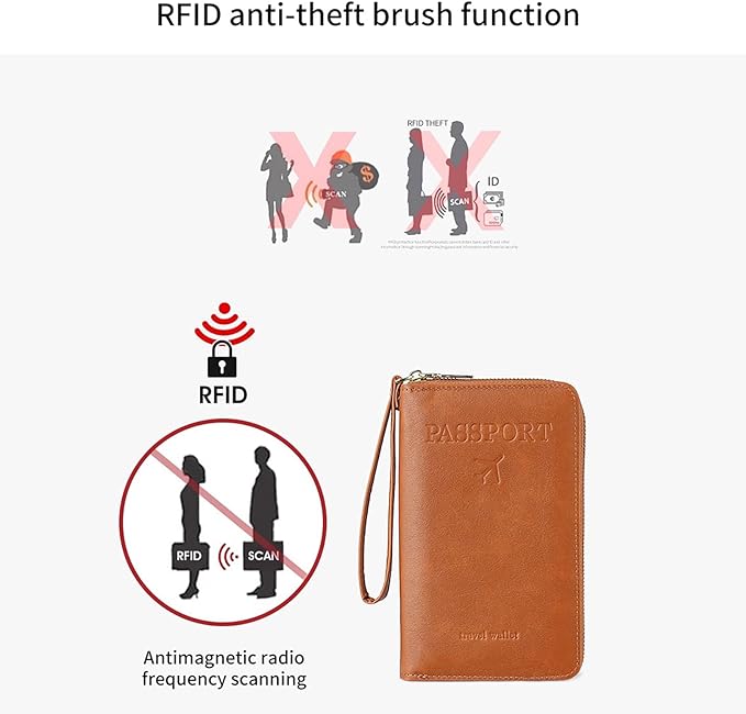 Multi-Functional RFID Passport Wallet Set, Blocking Passport Holder Travel Wallet, Holds Phones, Anti-Theft Protective Case with Multiple Card Pockets for Secure Travel Essentials (Blue)