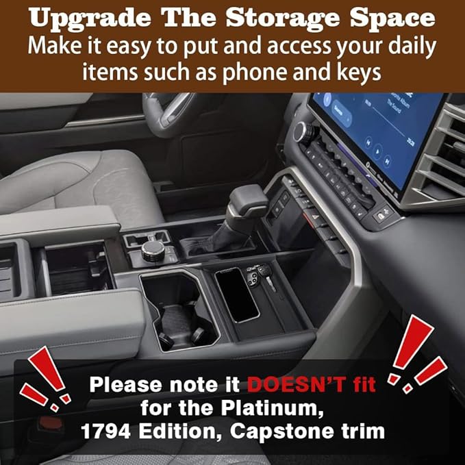 Muslogy Lower Center Console Organizer Compatible with Toyota Tundra 2022 2023 2024 2025 2026 Accessories SR SR5 Limited TRD PRO Console Insert Accessories