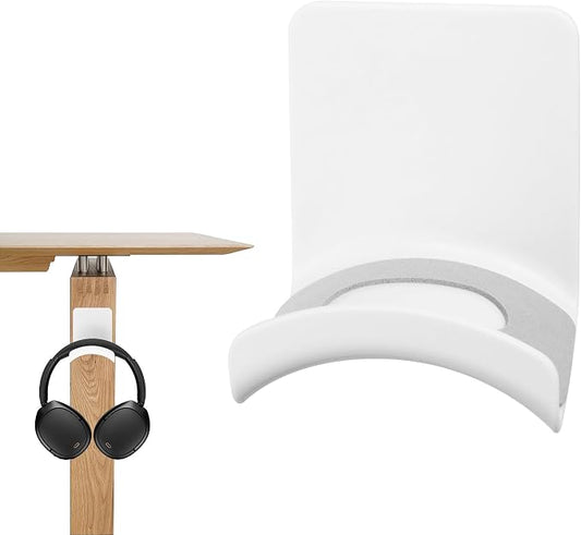YAODHAOD Headset Hanger Holder Wall Mount, Sticky Headset Stand Holder Clip Under Desk for All Headphone/Controller (White,Wall-Mounted)