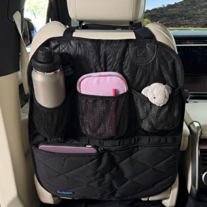 Rydura Car Seat Back Organizer – Waterproof Kick Mat Protector with Multiple Pockets – Backseat Storage for Kids, Pets & Travel – Durable & Easy to Clean – Universal Fit for Cars, Trucks & SUVs