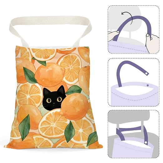 Black Cat Car Trash Bag, Orange Car Trash Bag Hanging, Orange Accessories, Summer Decor Waterproof Cars Back Seat Hanging Organizer Garbage Can for Vehicle Travelling Camping