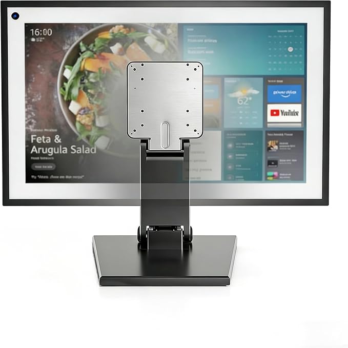 Jakeko Lay Flat Low Profile Monitor Stand - for 14-24" Screens Ergonomic Adjustable Desktop Mount with 100x100mm Compatibility - Steel
