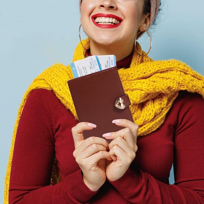YOXIER Passport-Holder-for-Travel-Women-Men Brown，lLarge capacity Passports Holders TravelCover Wallet Passport with Pen Holder