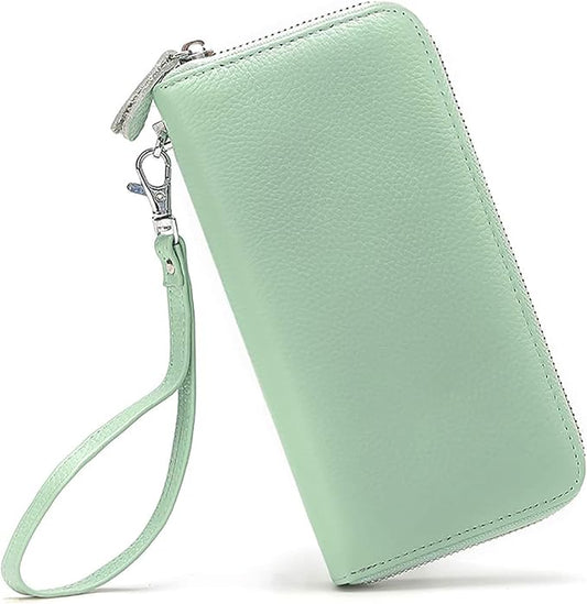 Moflycom Womens Wallet RFID Blocking Genuine Leather Zip Around Wallet Clutch Wristlet Travel Long Purse for Women