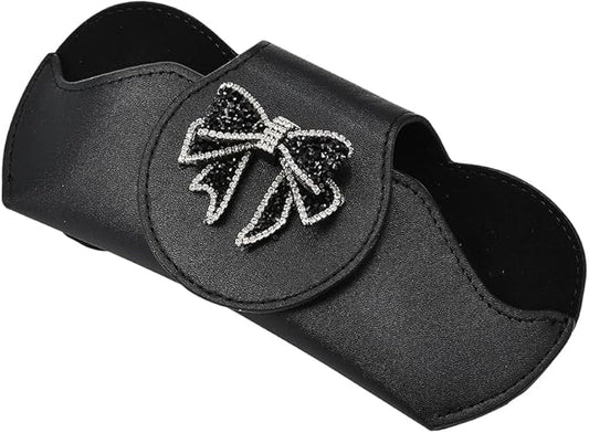 Sunglasses Holder for Car Visor, PU Leather Glasses Case with Clips Magnetic Closure Eyeglasses Holder