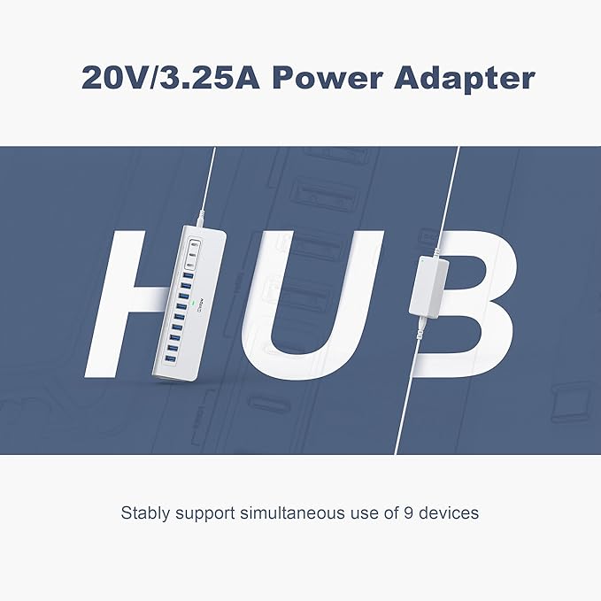 Powered USB Hub 10Gbps, intpw YH9AC 12 Port USB C Hub with 10Gbps USB C 3.2+2 USB A 3.2, 7 USB 3.0, 2 PD 45W Charging Port, 65W Power Adapter + 3.3FT Cable, Aluminum USB Hub for Laptop/iPhone 17/16/PC