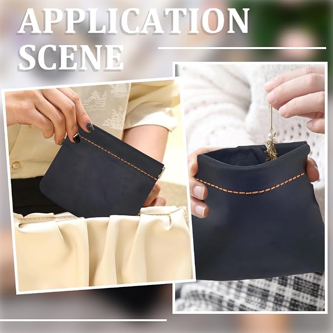 4.72 x 4.02 Inch Genuine Leather Squeeze Coin Purse Pouch Crazy Horse Leather Small Makeup Bag for Purse Snap Closure Organizer Pouch Mini Self-Closing Lipstick Pouchic for Women Men(Black)