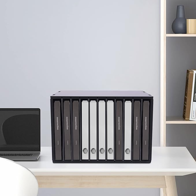 Vertical Desktop Sorter 11 Slots, Black Mail Organizer Vertical File Organizer, PVC Paper Sorter Organizer with 11 Adjustable Compartments, Construction Paper Storage Mailbox for Home Office (Black)