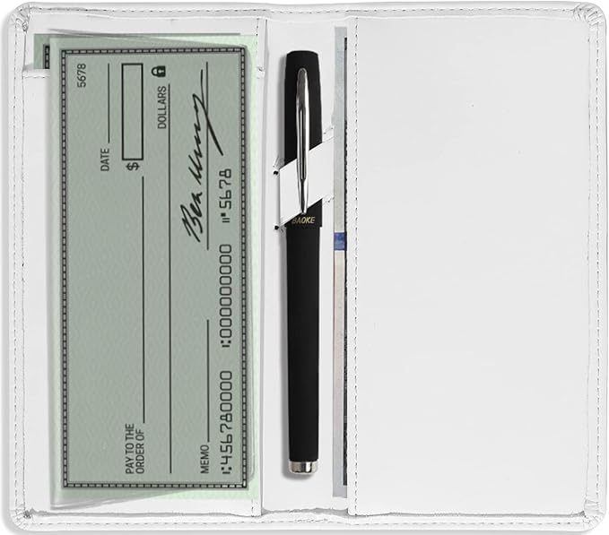 Sanlykate Leather Checkbook Cover for Men and Women, Check Book Case Card Holder with Free Divider, Standard Register Duplicate Checks with pen inserts