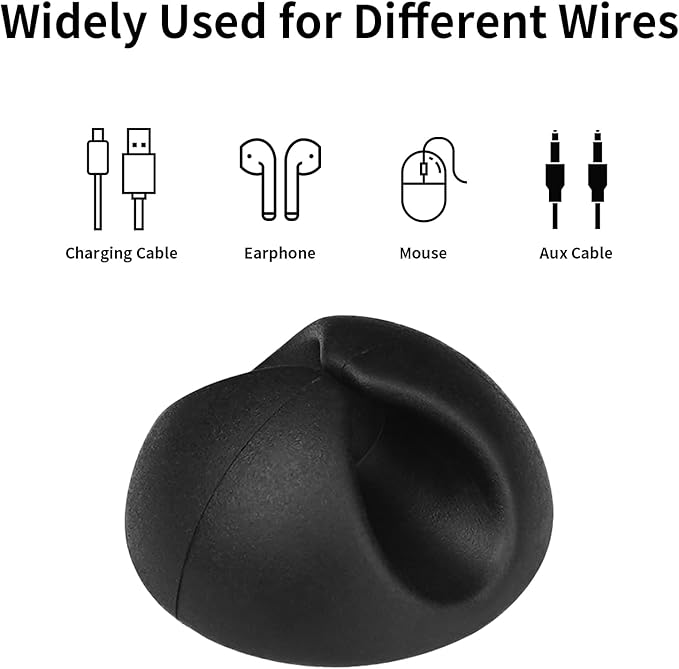 Cord Holder Cable Holder, 12PCS Black Adhesive Cable Clips Cord Organizer Charger Holder Wire Management Keeper for Nightstand, Office, Desk or Mouse