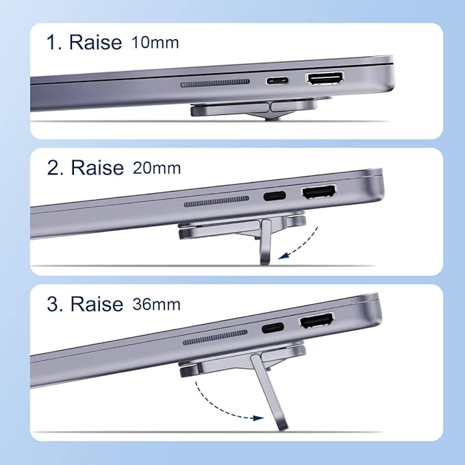 Hagibis Laptop Stand Adjustable Height for Desk, Portable Invisible Laptop Riser, Ergonomic Mount Keyboard Kickstands Aluminum Cooling Pad for MacBook Pro Air, Tablet Laptop (Grey)