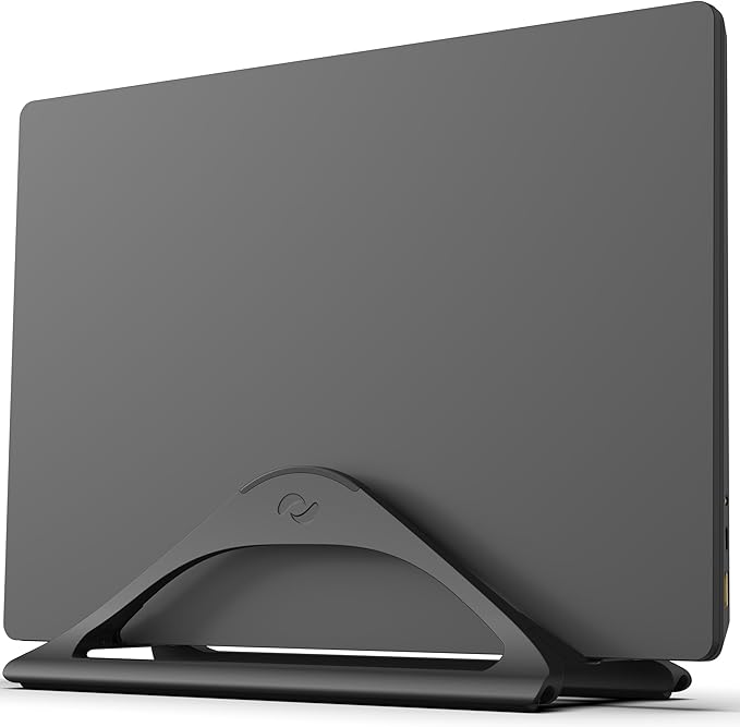 HumanCentric Vertical Laptop Stand for Desks in Matte Black, Upright Adjustable Holder to Dock Apple MacBook Stand, and Other Laptops to Organize Work & Home Office, Automatic Grip