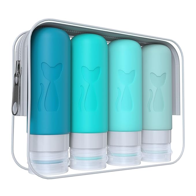 Zafit TSA Approved 3oz Leakproof Travel Bottles for Toiletries, Refillable Containers for Shampoo Conditioner Lotion Body Wash (Multicolored H)