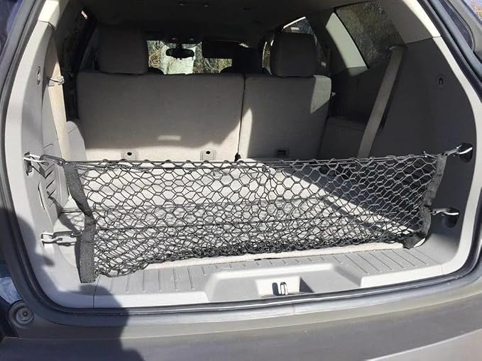 Rear Trunk Organizer Cargo Net for Buick Enclave 2008-2017 / Chevrolet Traverse 2009-2017 / GMC Acadia 2007-2016 / Saturn Outlook 2007-2010 – Envelope Style Cargo Net–Premium Mesh Car Trunk Organizer