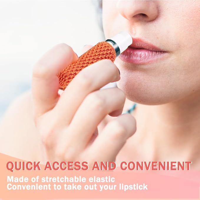 WK IEASON Lip Balm Holder Keychain, Stocking Stuffers for Teen Girls, 5PCS Clip on Lip Gloss Holder Compatible With Chapstick, Burt's Bees Sleeves Holder Key Chains Women Cute Elastic Lipstick Holder