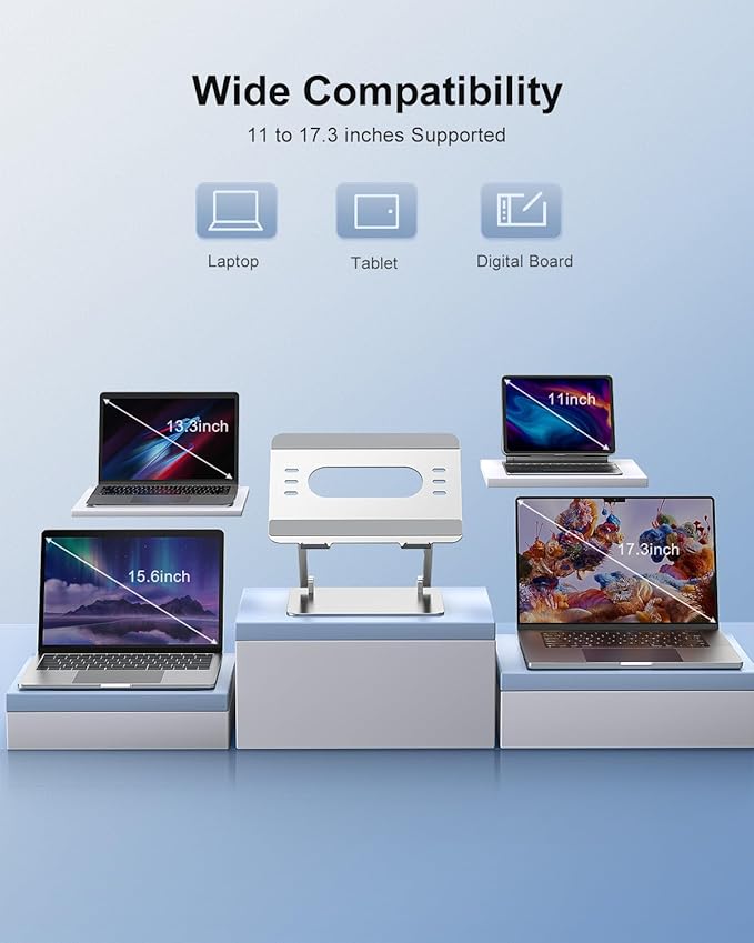 Adjustable Laptop Stand Ergonomic Computer Riser Aluminum Laptop Stand for Desk Portable Notebook Stand Laptop Riser Holder Compatible with 10-17.3?™â€?Laptops Tablets,Silver
