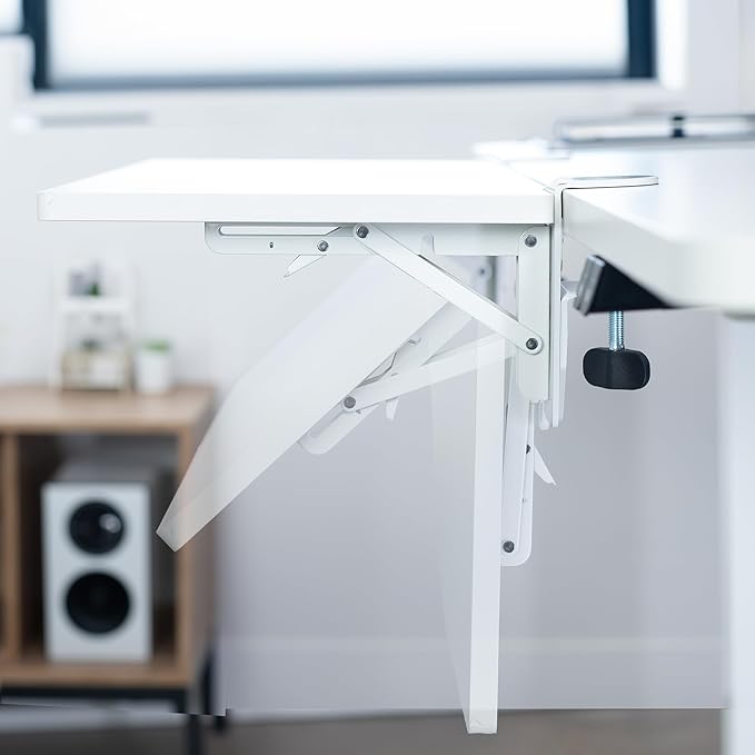 VIVO Clamp-on 24 x 12 inch Foldable Desk Extender, Wrist Support Arm Rest, Office Keyboard Tray, Side Table Extension Attachment, White, DESK-EXT24W
