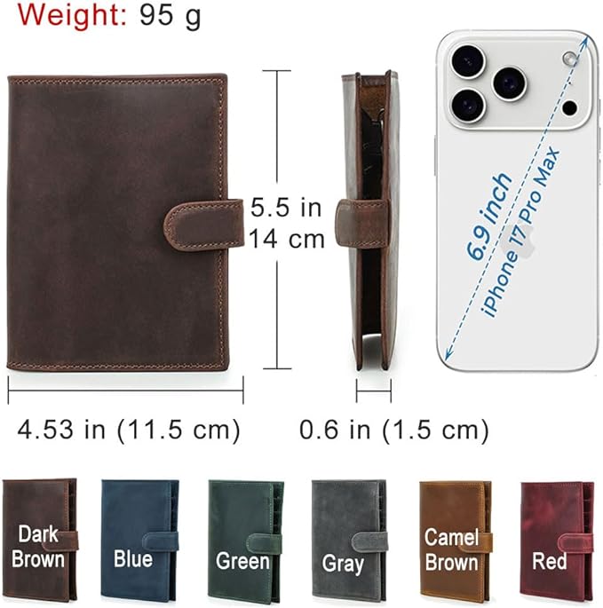 CONTACTS Full Grain Leather Passport Holder Compatible with Airtag Slot RFID Blocking Passport Wallet Travel Slim Passport Cover with SIM Card Removal Tool (Brown)