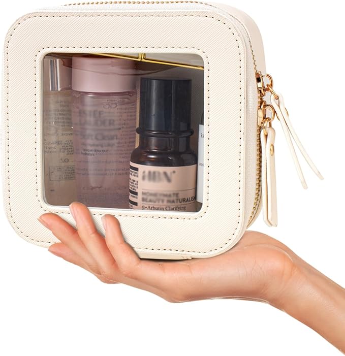Travel Clear Makeup Bag Set, TSA Approved Cosmetic Bag Case with Zipper Portable Makeup Pouch Toiletry Bag Traveling Cosmetic Organizer Storage Bag Car Organizer Car Essentials