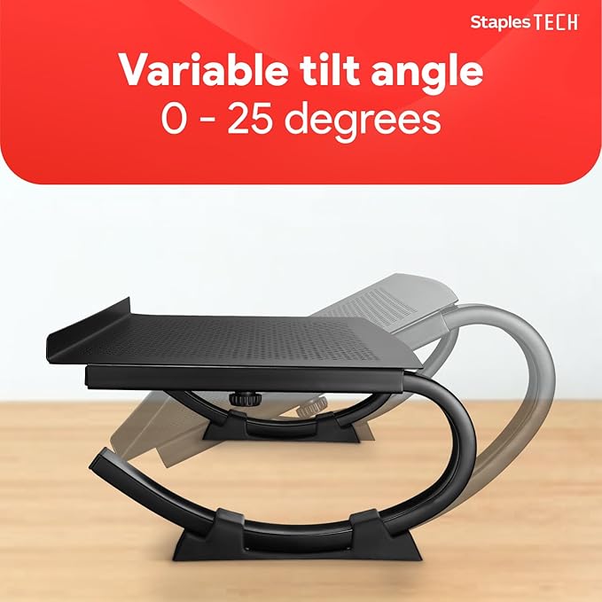 STAPLES Adjustable Steel Laptop Stand ??Ergonomic Curved Desktop Riser for Laptops & Notebooks