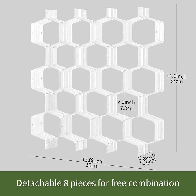 Honeycomb Separator Adjustable Drawer Organizer Divider for Underwear Belt-Scarf Socks Organizer (White(4pcs))