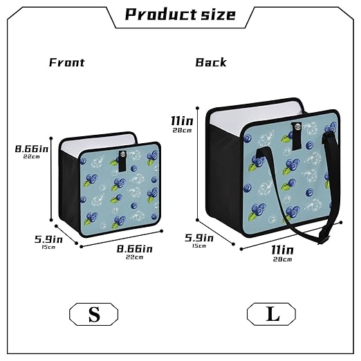 Blueberry Car Trash Can, Cute Fruit Foldable Hanging Car Trash Bag, Small Waterproof Car Accessories Garbage Bin