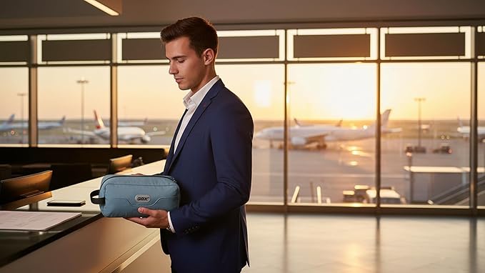 GOX Small Travel Toiletry Bag, Dopp Kit Case For Men, Multifunction Cosmetics Organizer Pouch (Haze Blue)