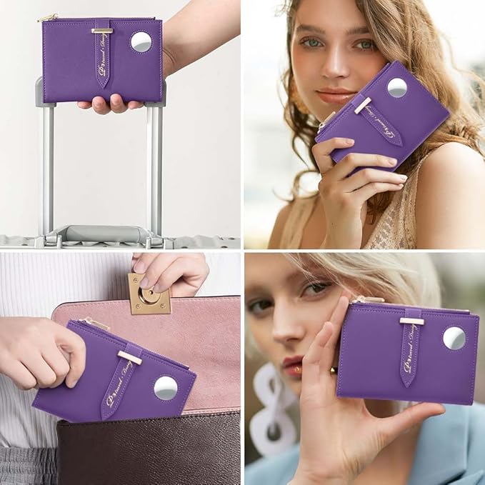 VanFn Airtag Passport Holder, RFID Travel Passport Wallet, Family Passport Holder, Ladies Bifold Air Tag Wallets, Slim Leather Credit Card Wallet For Women, Trip Document Organizer P.Travel Series