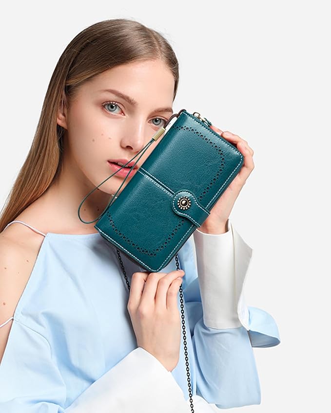 TFKGS Wallet for Women RFID Blocking Leather Large Capacity Card Holder Ladies Phone Clutch Travel Long Purse Wristlet | RFID Blocking, Leather, Large Capacity, Ladies, Travel