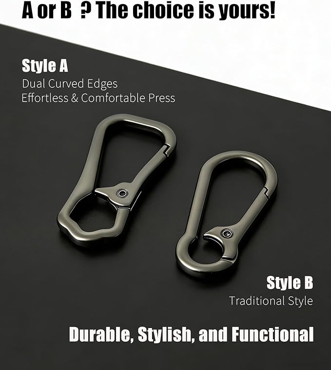 Metal Keychain Clip with Key Rings and D Ring, Heavy Duty Carabiner Key Chain Hook Holder for Car Home Keys