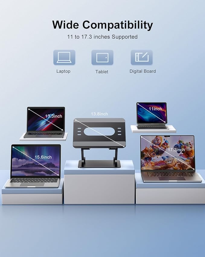 JOIOT Adjustable Laptop Stand Ergonomic Computer Riser Aluminum Laptop Stand for Desk Portable Notebook Stand Laptop Riser Holder Compatible with 10-17.3?™â€?Laptops Tablets,Black