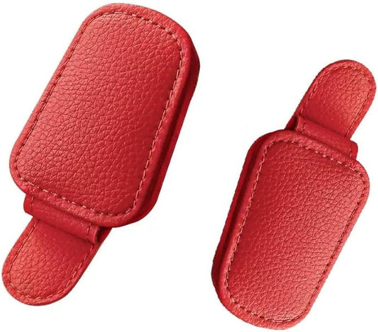 AALFA Sunglasses Holders Universal Fit Leather Clips for Easy Access Magnetic Flap Elastic Cloth Premium Auto Accessories