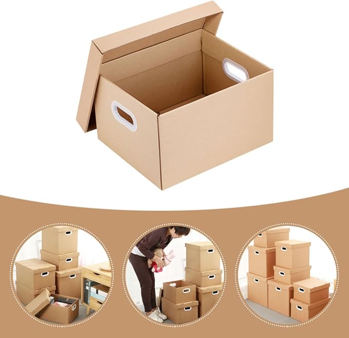 Didiseaon Document Box File Organizer with Lid 30l Kraft Paper Storage Box 43x31x24cm Office Document Holder Home Filing Case for Desktop Organization