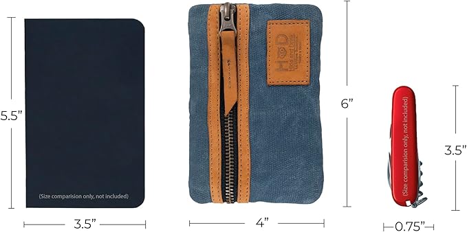 Hide & Drink, Multi-Tool Pocket Pouch, Compact Multipurpose EDC Zippered Bag, Mini Camping Tool Case, Waxed Canvas, Knife Holster, Handmade Slim Organizer