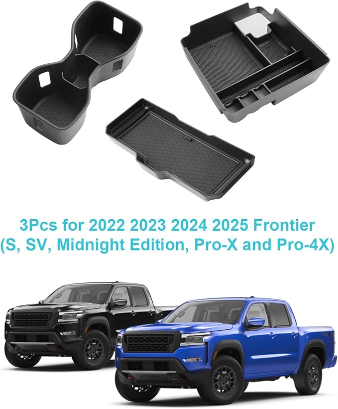 CDEFG 3Pcs for 2025 2026 Frontier Center Console Organizer for 2022-2025 2026 Nissan Frontier Accessories Middle Console Tray Armrest Storage Box Cup Holder
