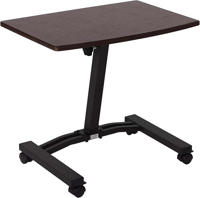 Seville Classics WEB162 Mobile Laptop Computer Desk Cart Height-Adjustable from 20.5" to 33", Slim, Walnut