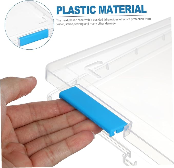 4pcs Transparent File Storage Boxes with Lids Clear Desktop Organizer for Office and Student Paper Document Storage Stackable Plastic Letter Case for Scrapbooking and Desk Supplies