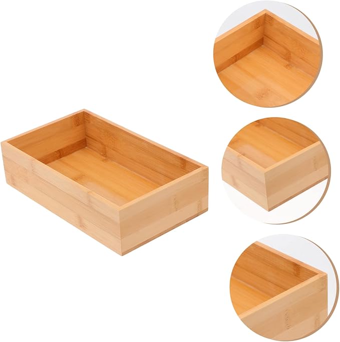 ERINGOGO Refined and Wood Desktop Storage Box for Home Organization Versatile Container for Desktop Decoration Space Saving Design Easy to Use Khaki Color