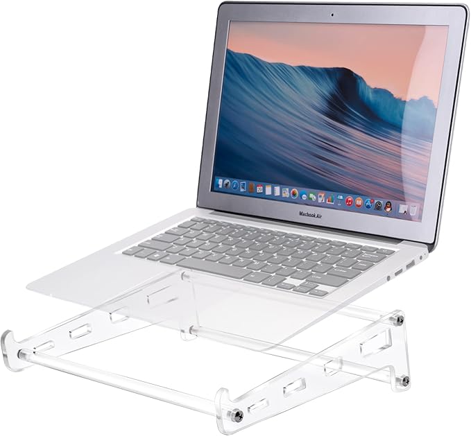 Acrylic Laptop Stand for Desk, Clear Ventilated Computer Stand Holder for Desk, Ergonomic Acrylic Sturdy Laptop Riser Compatible with MacBook Air Pro Dell Lenovo Thinkpad ASUS 9-16 Inch