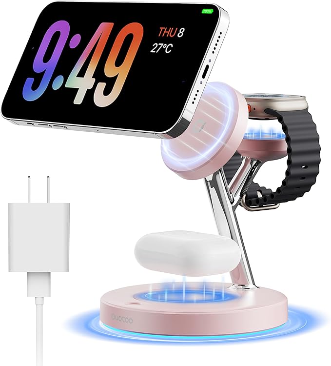 New 3 in 1 Charging Station for Apple Compatible with Magsafe Charger Stand for iPhone 17 16 15 14 13 12 Wireless Charging Station for AirPods Wireless Charger for iWatch Series