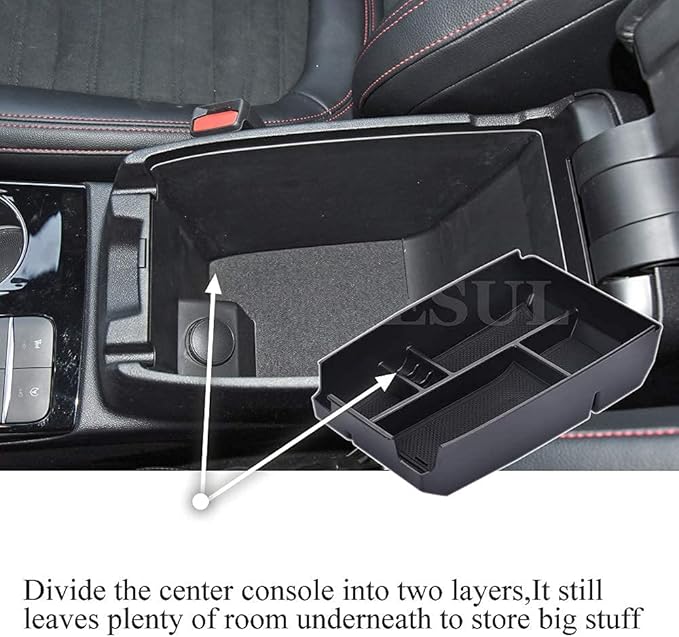 Vesul Center Console Organizer Compatible with Bronco Sport 2021-2026 Ford Escape 2020-2026 Storage Tray ABS Insert Organizer Glove Pallet Storage Console Separation