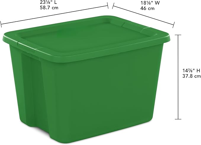 18-Gallon Plastic Storage Bins with Snap-on Lids – 8-Pack, Home Organization Essential (Dark Green)