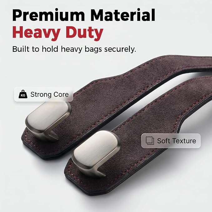 Car Seat Back Storage Hook, 2026 New Car Seat Headrest Hook for Purses and Bags, Leather Car Seat Back Storage Hooks, Car Seat Hangers Organization Accessories (Grey 1pcs)